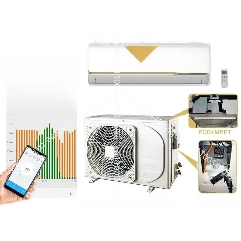 Solar Air Conditioner, Wall-mounted Split Air Conditioner DGWA2-ACDCBLW-24K Solar Household Electric Hot and Cold