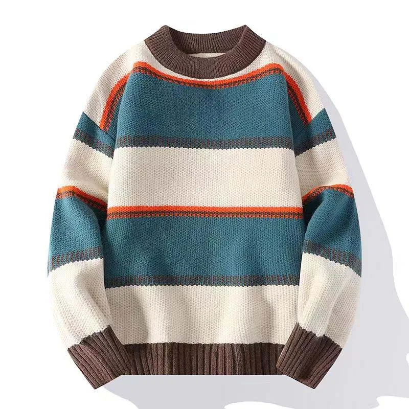 High Quality Autumn And Winter New Style Young Men Student Thick Crewneck Sweater Men\'s Pullover Knit Undershirt Warm Clothes