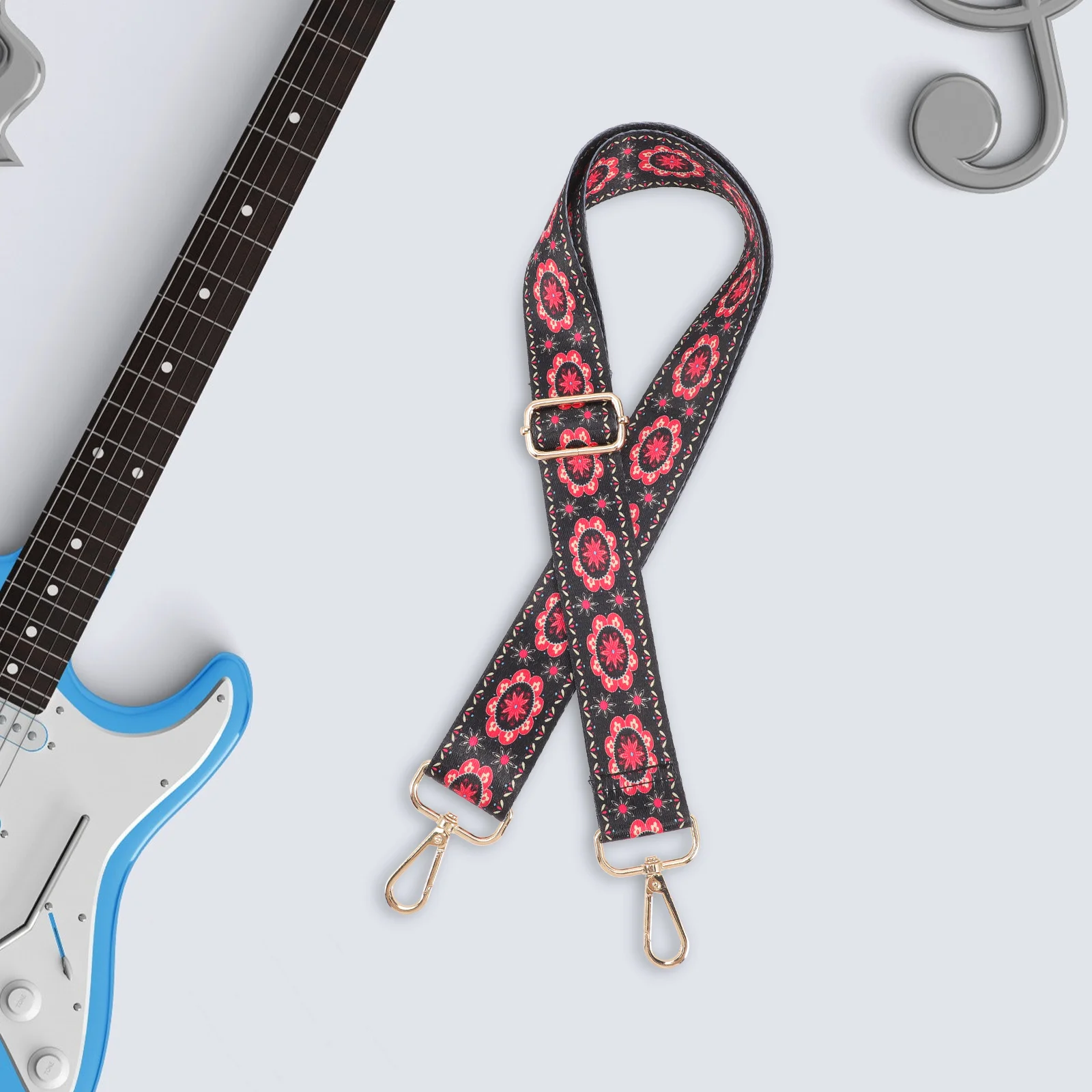 

Ремешок для банджо с узором зажима, ремень для сумки, ретро-поставка, ремни для электрогитары, полиэстер, плечо, винтажный музыкальный инструмент