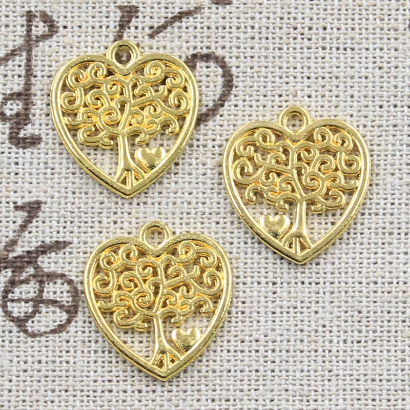 15pcs Charms Heart Life Tree 17x19mm Antique Bronze Silver Color Plated Pendants Making DIY Handmade Tibetan Finding Jewelry