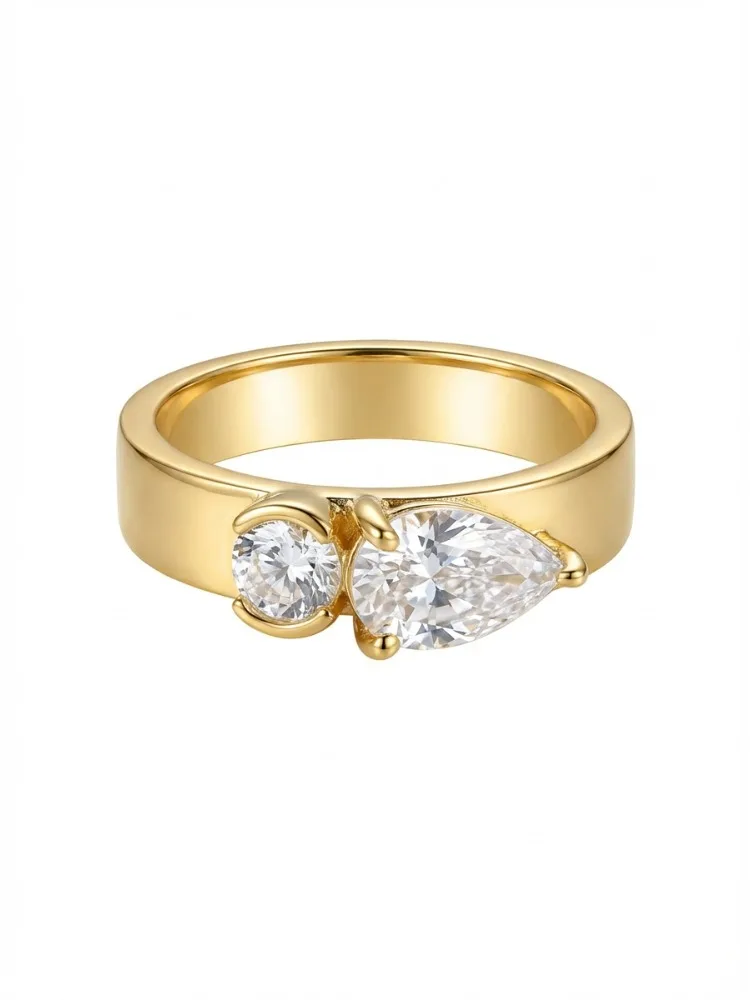 Einfacher Runder Wassertropfen-Zirkonring für Damen 925 Sterling Silber Jubiläum Verlobung Hochzeit Luxus Hochwertiger Schmuck – Detail 5