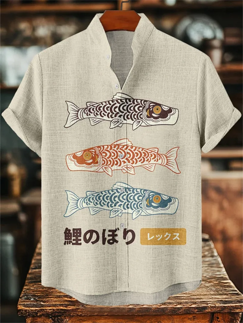 

Summer Men's Short Sleeve Shirt Animal Kitten Warrior 3D Printed Linen Men's Breathable Casual Fashion Top