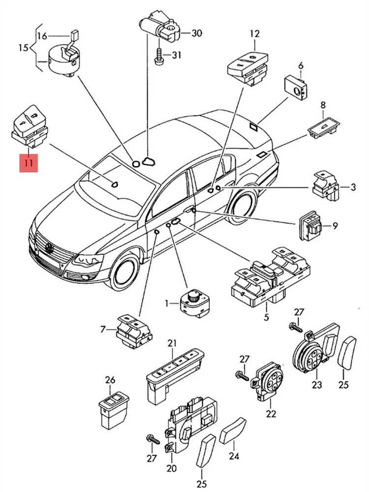 Suitable for Volkswagen 07-11 old Magotan Passat variant central control lock switch door lock open and close lock switch