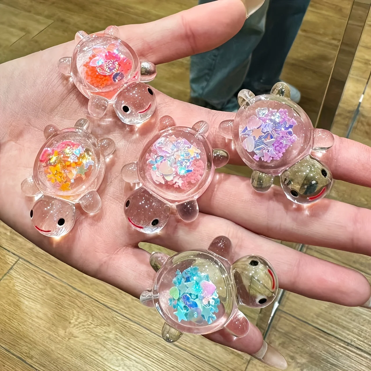 10pcs of Luminous Turtle Ornaments, Acrylic Cartoon-themed Pendants, DIY Jewelry, Necklaces, Key Chains, Home Decoration