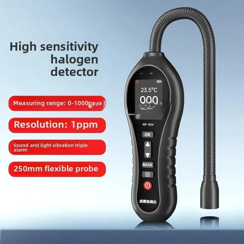 Detector de fugas de refrigerante NF-604, probador de gas halógeno, herramienta de detección de fugas de freón para aire acondicionado automotriz, compatible con R134a, R22, R410a
