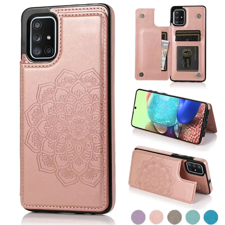 

New Retro PU Flip Leather Case For Samsung A81 A90 A91 A54 A51 A40 A21S A14 S23 S22 S21 FE S20 FE Multi Card Holder Phone Cases