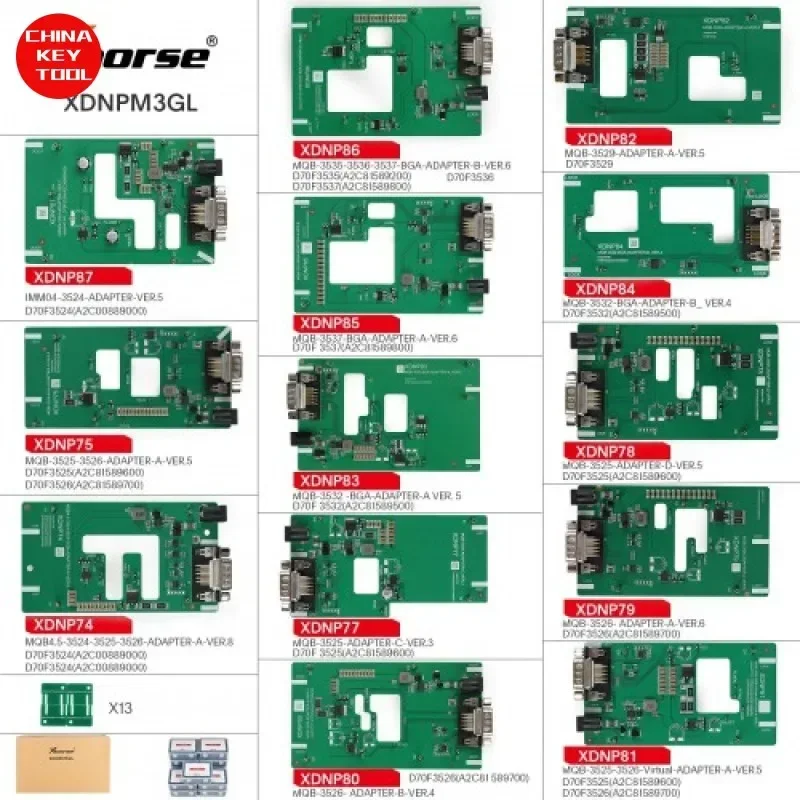 Xhorse xdnpm3gl mqb48 solder free adapters full package 13 pieces for vvdi prog, multi prog and vvdi key tool Plus