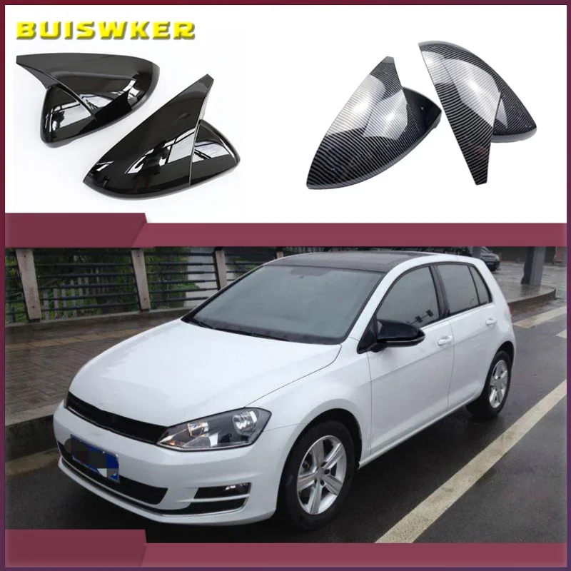 

2PCS Mirror Covers Caps RearView Mirror Case Cover For VW Golf MK7 7.5 GTI 7 7R Carbon Bright Black Cover car accessory