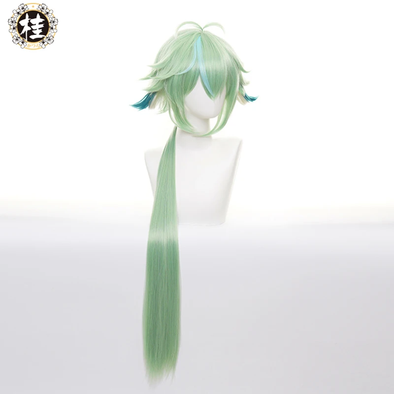 UWOWO Game Genshin Impact Cosplay Sucrose Cosplay Wig for Halloween Suit 85cm Green Highlights Gradient Long Hair Heat Resistant