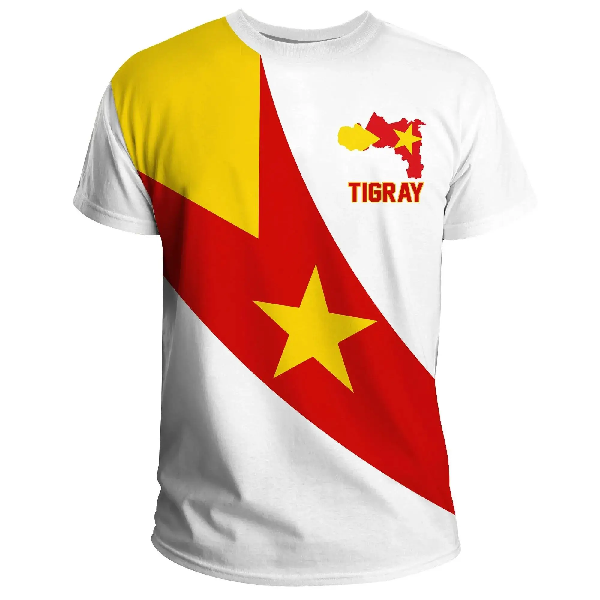 Tessffel Africa Country Ethiopia Tigray Flag Retro 3DPrint Men/Women Summer Casual Funny Tee Short Sleeves T-Shirts Streetwear 6