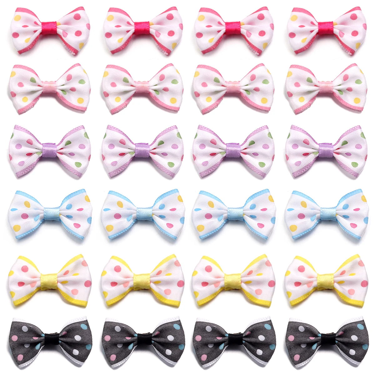 30pcs/lot 2.7×3.7cm Satin Ribbon Bow Solid Dot Bow For Handmade Hair Accessories Crafts Christmas Party Decor Accessories