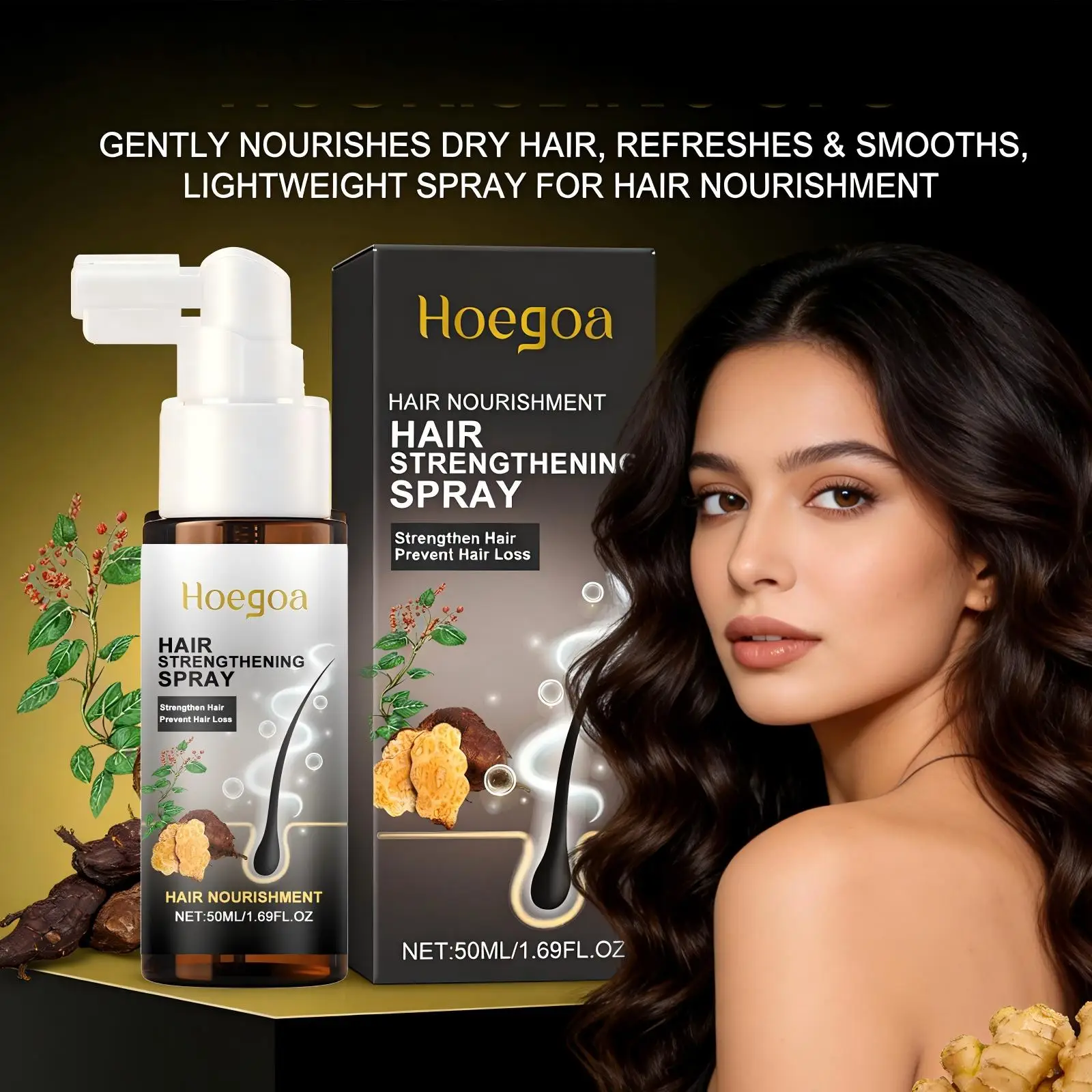 Fleeceflower Root Hair Nourishing Spray Promote Hair Growth Anti Hair Loss Strengthen Hair Roots Reduce Hair Breakage Hair Care