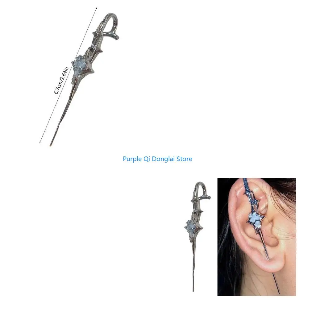 L21E Four-Pointed Star Piercing Earrings Niche Advanced Smooth Fashion Ear Bridge