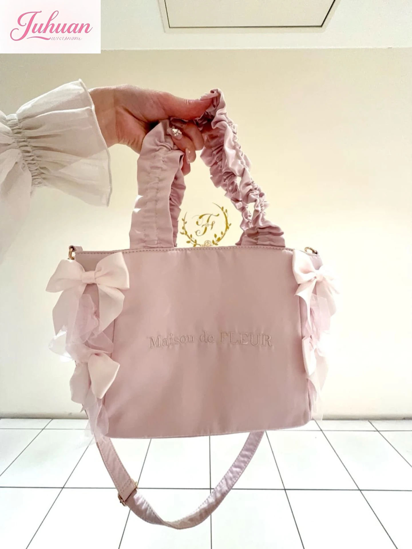 Japońska lolita słodka urocza kokarda plisowana rączka torba na ramię listonoszka dziewczęca codzienna torba na dojazdy do pracy duża pojemność torba na zakupy torebka damska