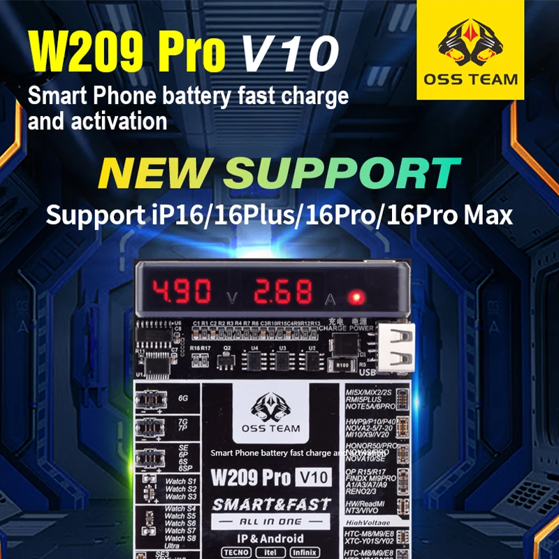 OSS W209 Pro V10 Phone Battery Fast Charge Activation for iPhone 6-16PM Xiaomi Samsung Fast Charging Current Voltage Detection