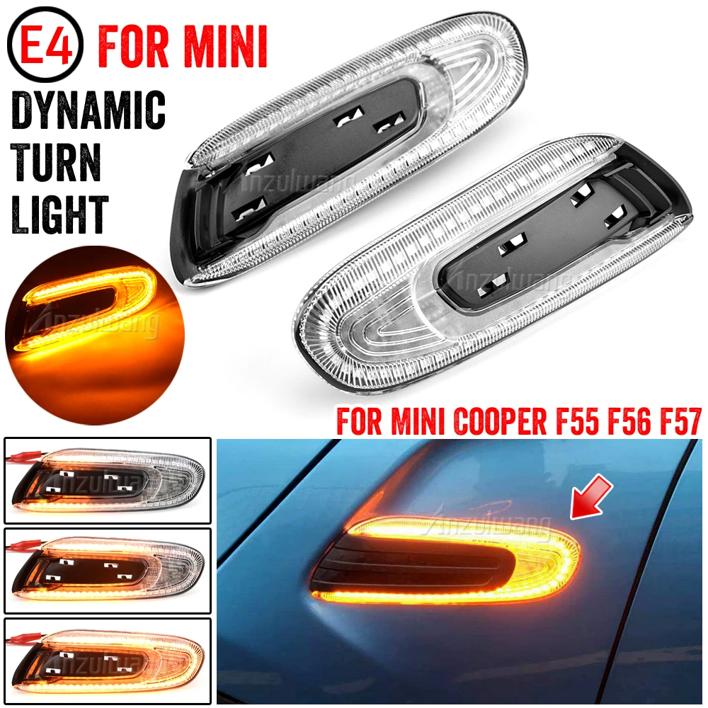 

2 шт. для Mini Cooper One F55 F56 F57 динамический последовательный светодиодный габаритный фонарь на крыло, боковой габаритный фонарь, индикатор указателя поворота