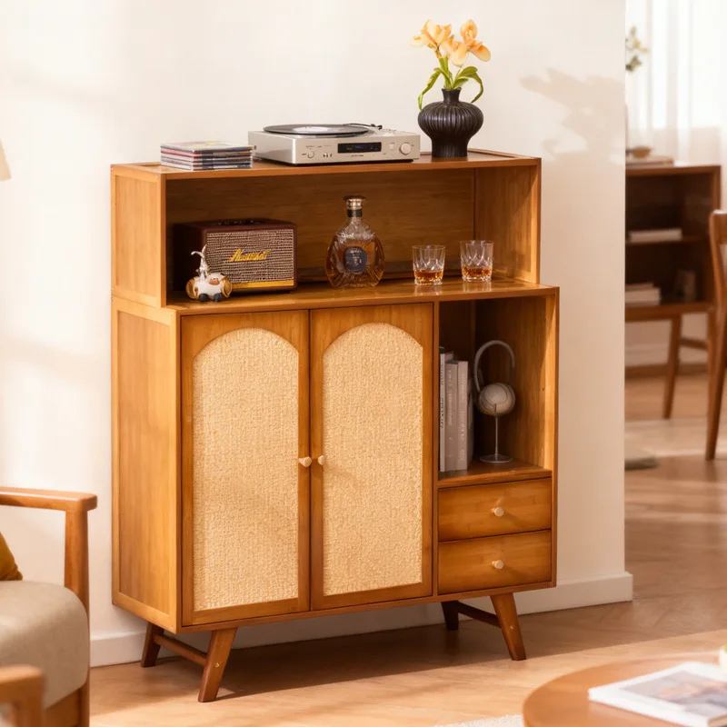 Retro style wooden dining cabinet, high-end wooden wine cabinet, restaurant storage cabinet, tea water cabinet, storage cabinet