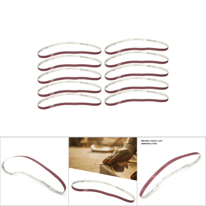 10PCS Sanding Belt Aluminium Oxide Sandpaper Sander Abrasive Band Strap 533 X 9mm