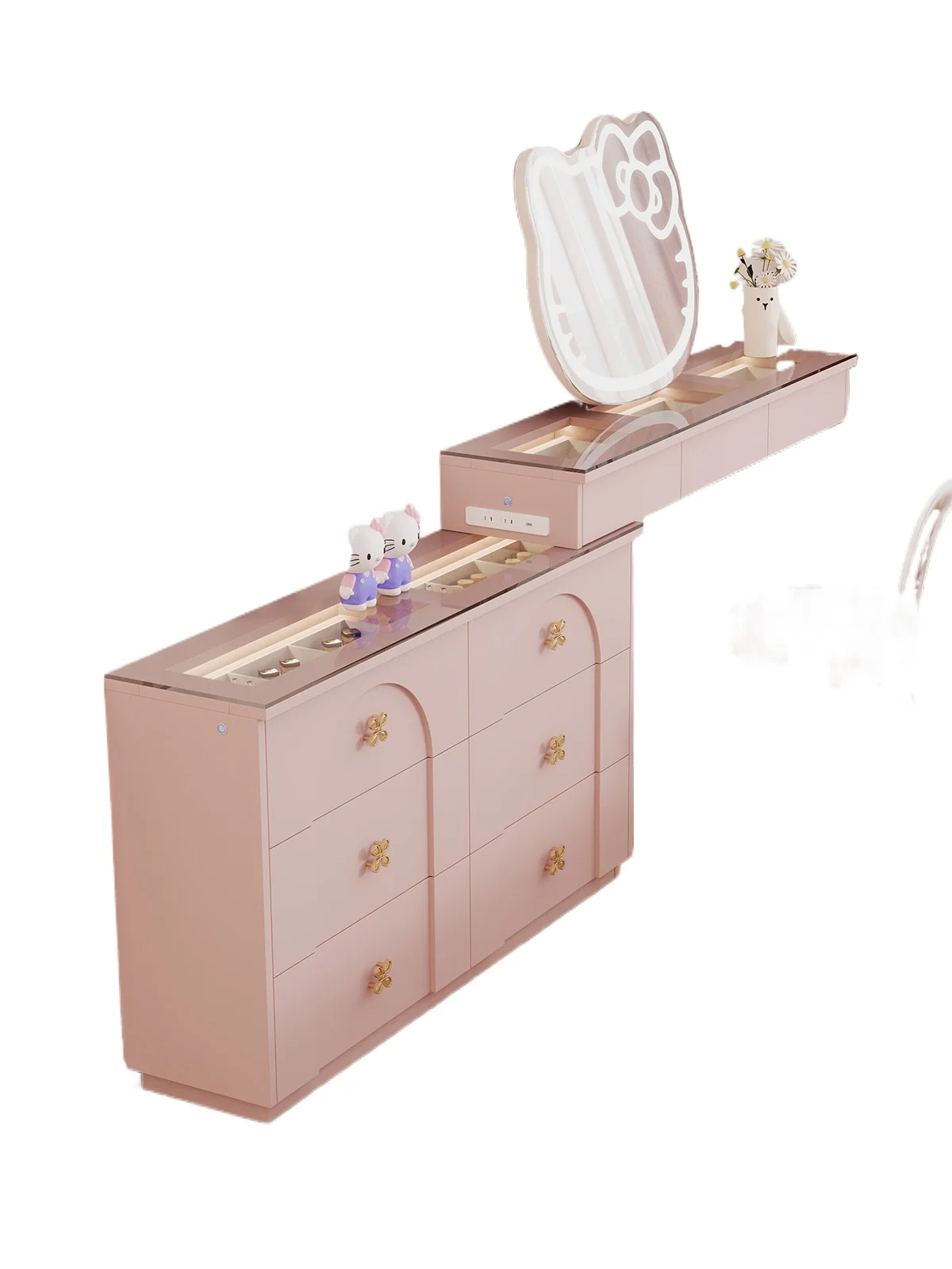 

30Cm dresser bedroom jewelry cabinet household bedside storage cabinet dressing table pink narrow integrated dresser