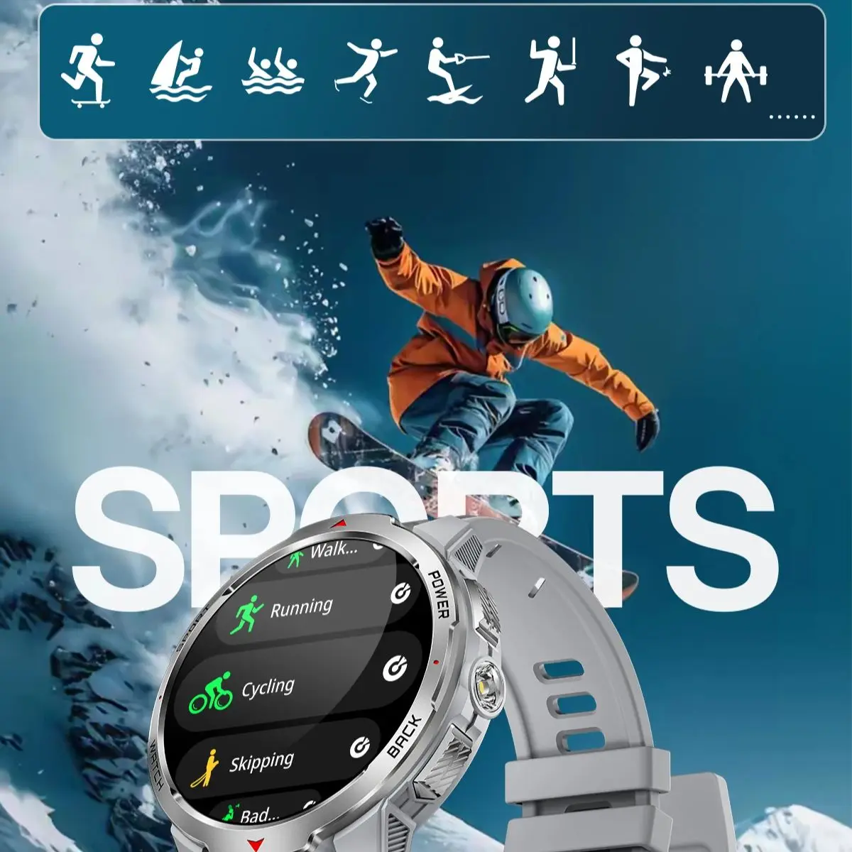 YTOM 2026 KT88 1100maH ساعة ذكية مع ضوء LED استخدام 20-30 يومًا مقاوم للماء 3ATM ساعة ذكية رياضية للرجال والنساء مكالمة بلوتوث