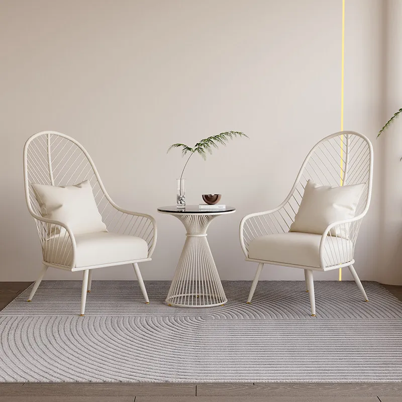 

Cream wind outdoor table chair set white simple Nordic modern garden set balcony comfortable мебель садовая patio furniture
