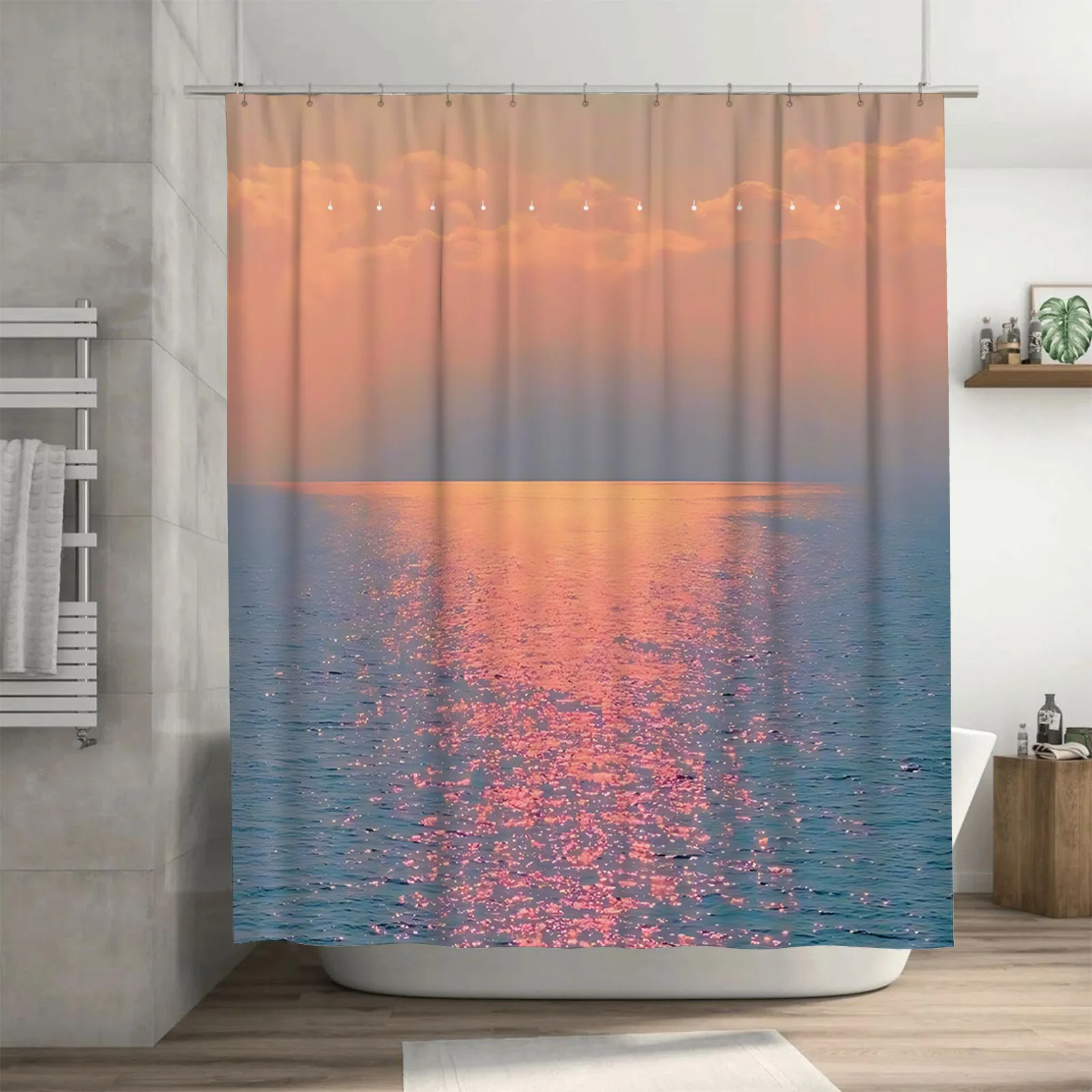 

Красивое отражение заката воды мягкие пастельные цвета идеальный декор для ванной комнаты Tranquil Serene Атмосфера полный крючок