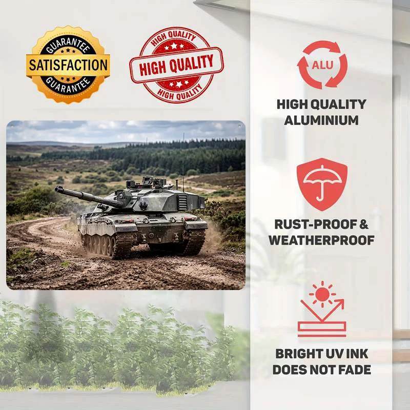Challenger 2 Main Battle Tank Metal Poster Perfect Gift for Fans Lovers Customized Wall Art Metal Sign for Decor Living Room