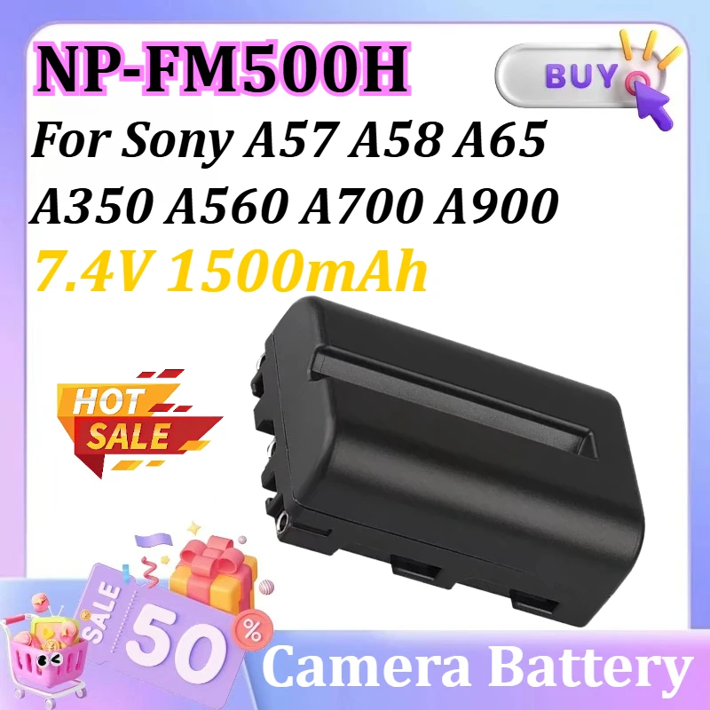 

For Sony A57 A58 A65 A350 A560 A700 A900 NP-FM500H NP FM500H FM500H Battery Charging Port Digital Batteries 7.4V 1500mAh