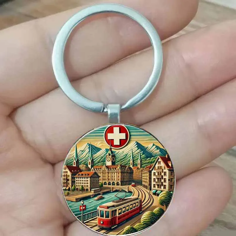 سلسلة مفاتيح كلاسيكية للسفر السويسرية زيوريخ هدية تذكارية مثالية للمسافرين، الخيار الأفضل للعائلة والأصدقاء