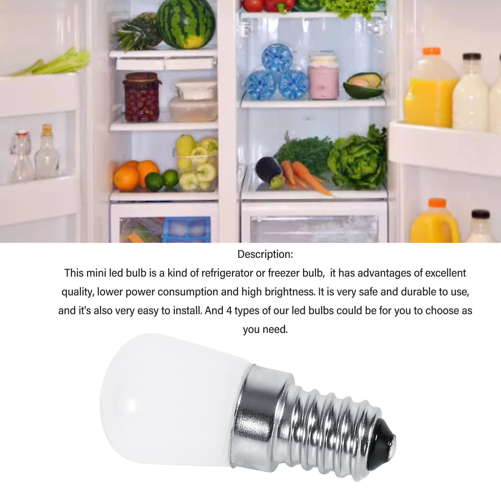 ZK50 E14 Type 1.5W SMD 2835 Mini Refrigerator Freezer LED Light Lamp Bulb (110V Cool White)