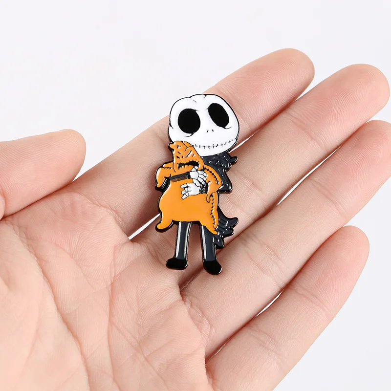 Disney The Nightmare Before Christmas Jack Oogie Boogie Enamel Pin Horror Movie Halloween Brooch Lapel Pins Accessories Gifts