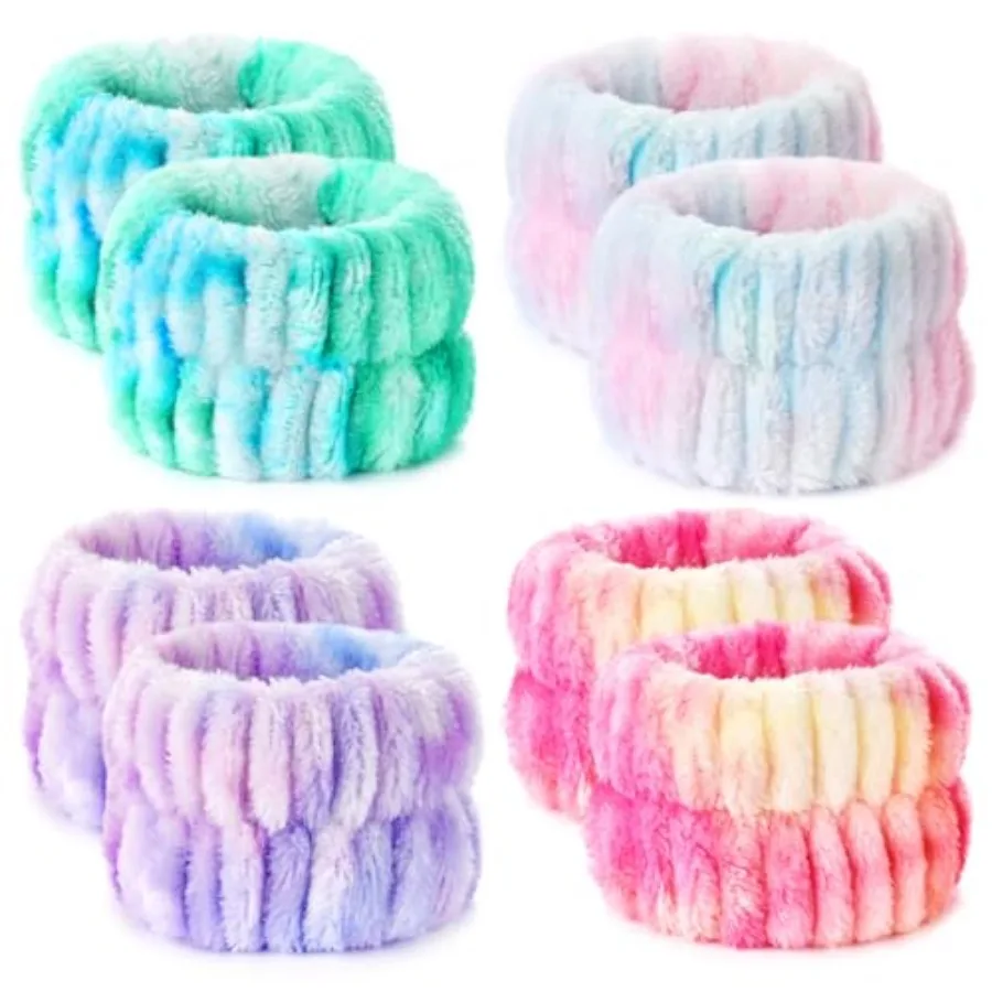 

Набор из 8 махровых повязок на запястья для умывания, ухода за кожей, макияжа и спа-процедур