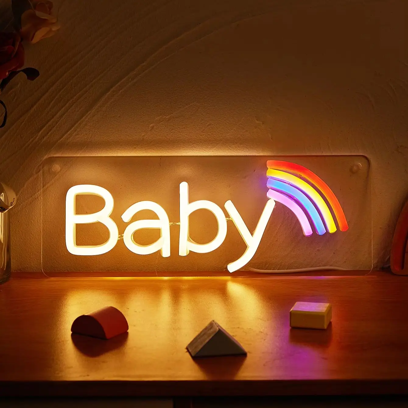 

Chi-buy LED Neon Rainbow Baby USB Powered Neon Signs Night Light 3D Wall Art Bedroom Living Room Decor Lamp Signs