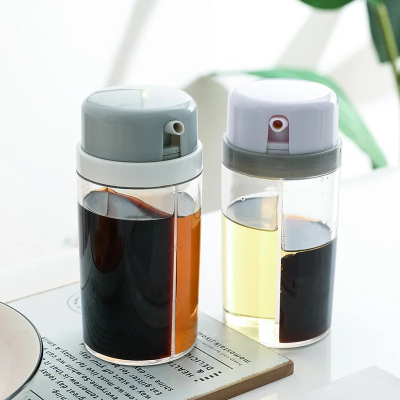 

Kitchen Supplies Two In One Plastic Bottle Household Leak Proof Oil Jar Seasoning Soy Sauce Vinegar Wine