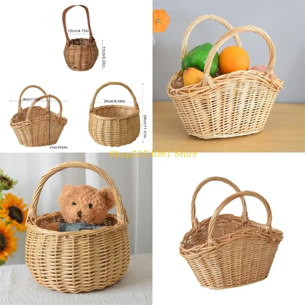 AXYC Functional Wicker Basket Portable Storage Holder Perfect For Farm Market Visits And Home Organization Of Produces