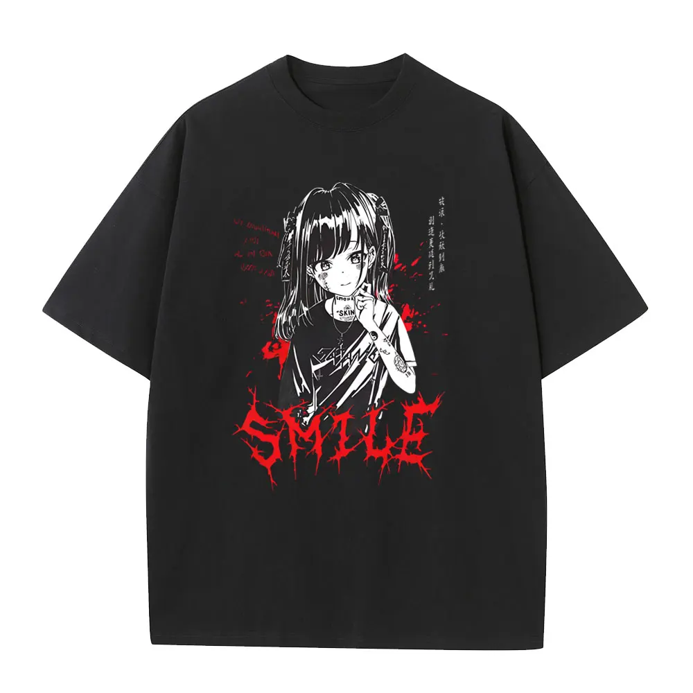 

Anime Men Women T Shirt Gothic Printed T-Shirt Punk Summer Vintage Oversized Short Sleeve Tops Men's Clothing Hip Hop Streetwear