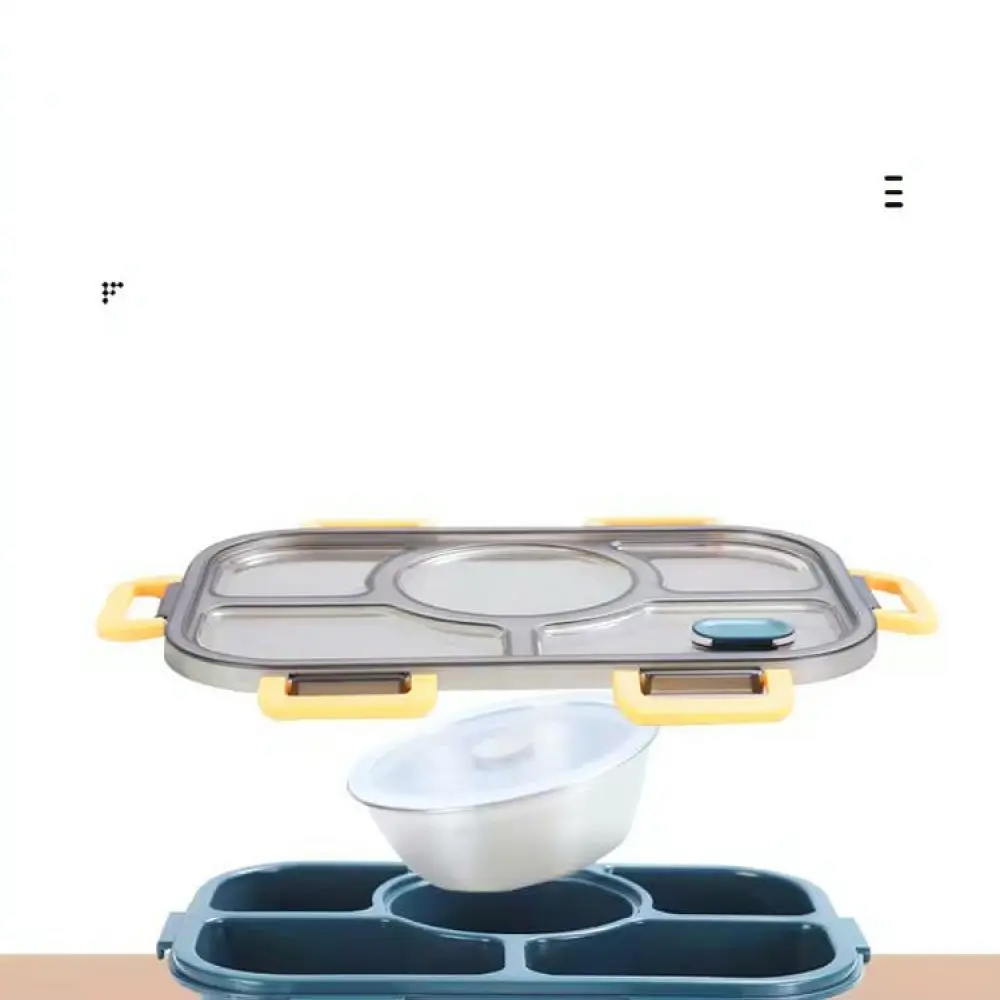 Divided Lunch Box Food Container 5 Compartments Microwave Safe Bento Case Durable Meal Storage Holder For Commuter School