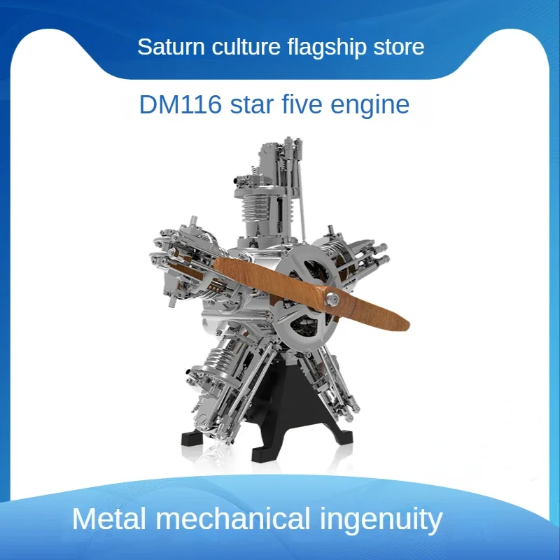 TECHING Motore radiale a 5 cilindri Simulazione elettrica fai-da-te Modello di motore per aereo Kit di montaggio meccanico in metallo Collezione regalo