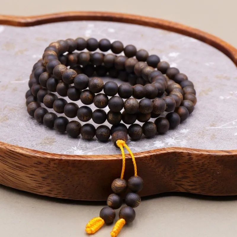 Submerged Type Source Natural round Beads Bracelet 0.6mm Multi-Circle Rosary Wooden Cultural Artifact Men and Women