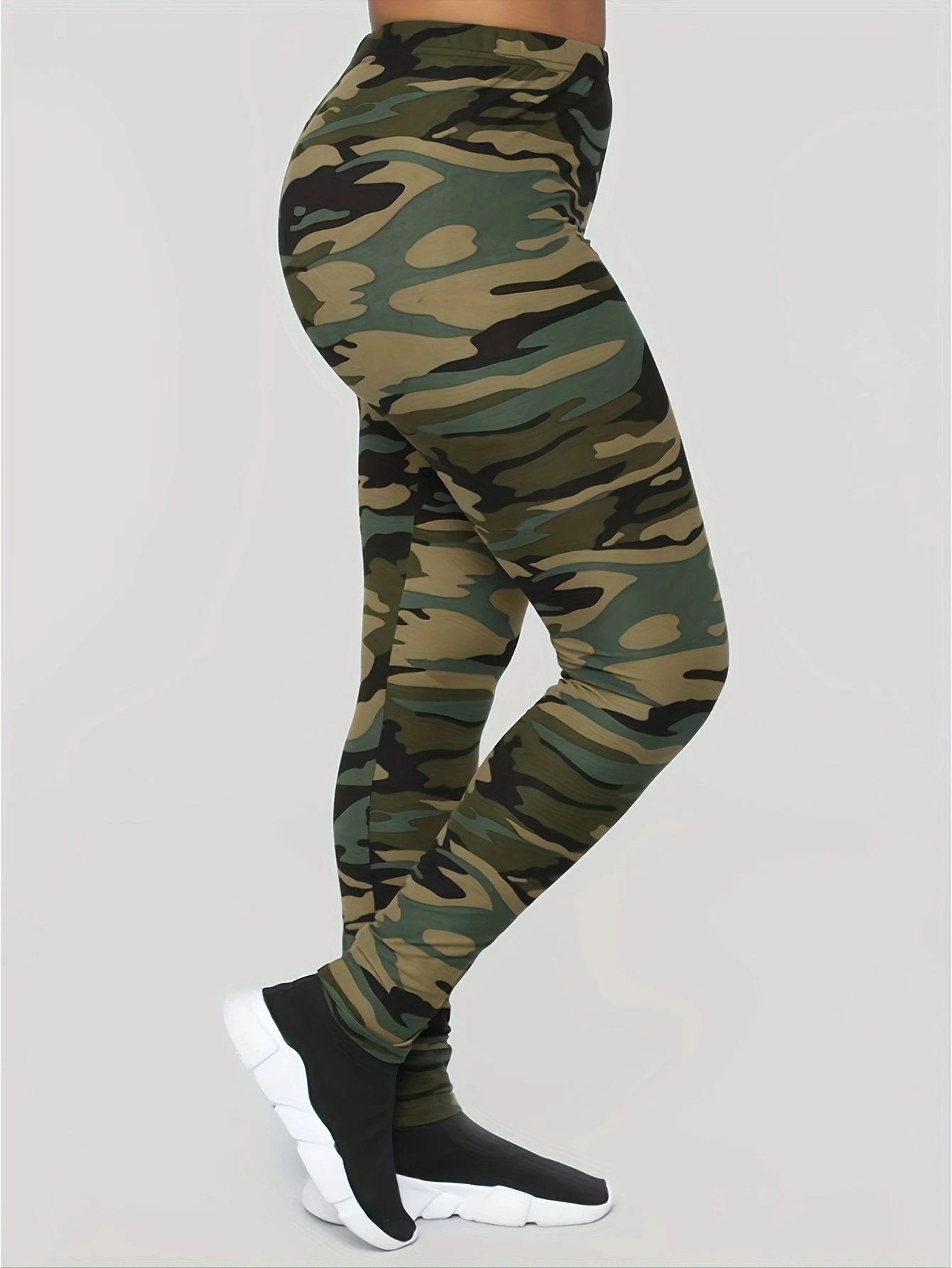 Spring and fall ladies fashion milk silk camouflage printed pants with tight leggings high stretch slim nine-point pants