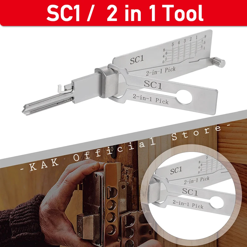 SC1 2 in 1 Locksmith Tools Professional for Home Door Civil Locks Stainless Steel Lock Picking Tool Kit and Key Reader Decoder