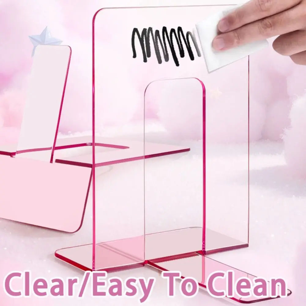 2pcs High Quality PET Bookends Foldable Transparent Book Display Stand Book Storage Rack Desktop Use
