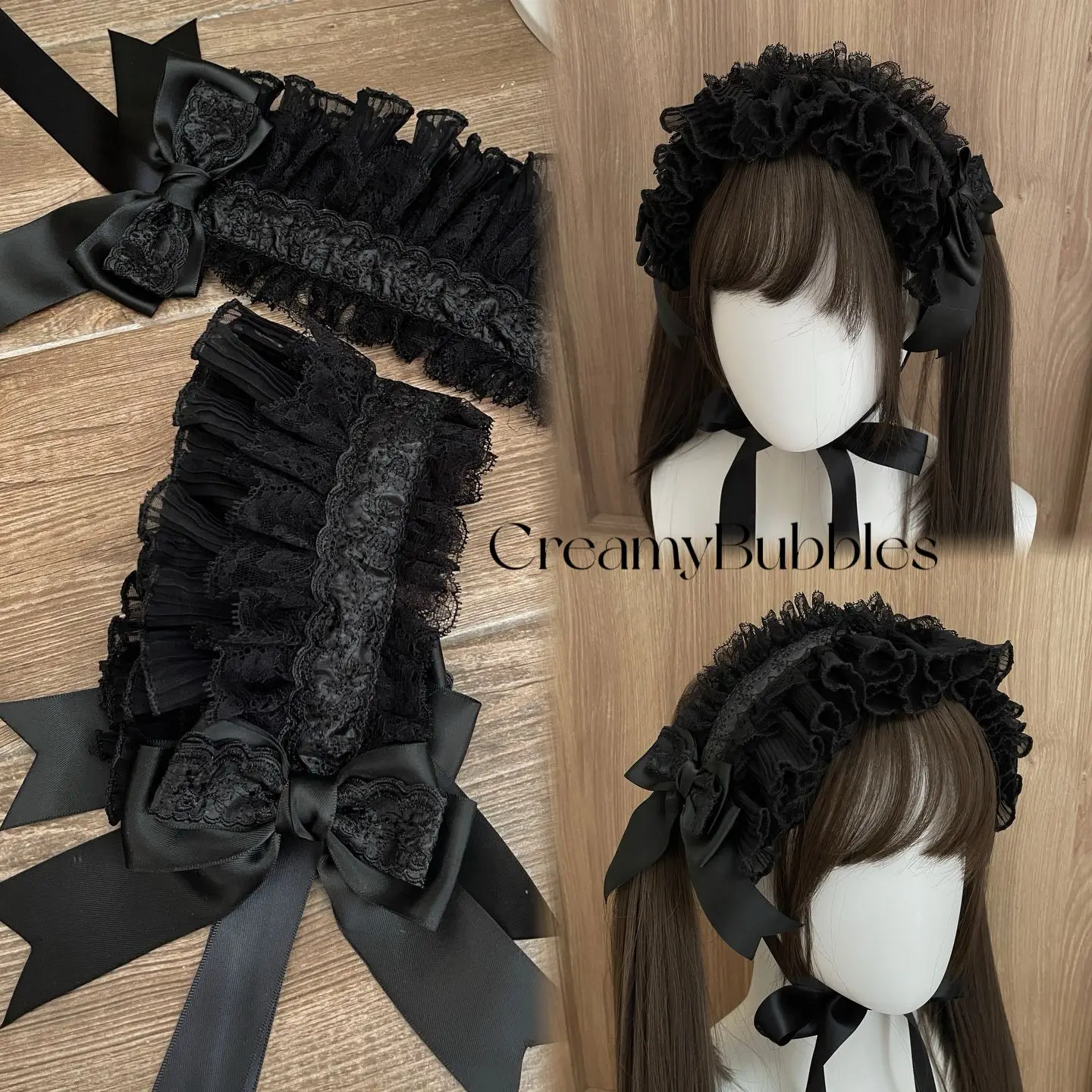 Women's Harajuku Steampunk Y2K lace Wing Headwear Bow Headband Lolita Gothic Dark Angel cross Headwear and Hair Accessories
