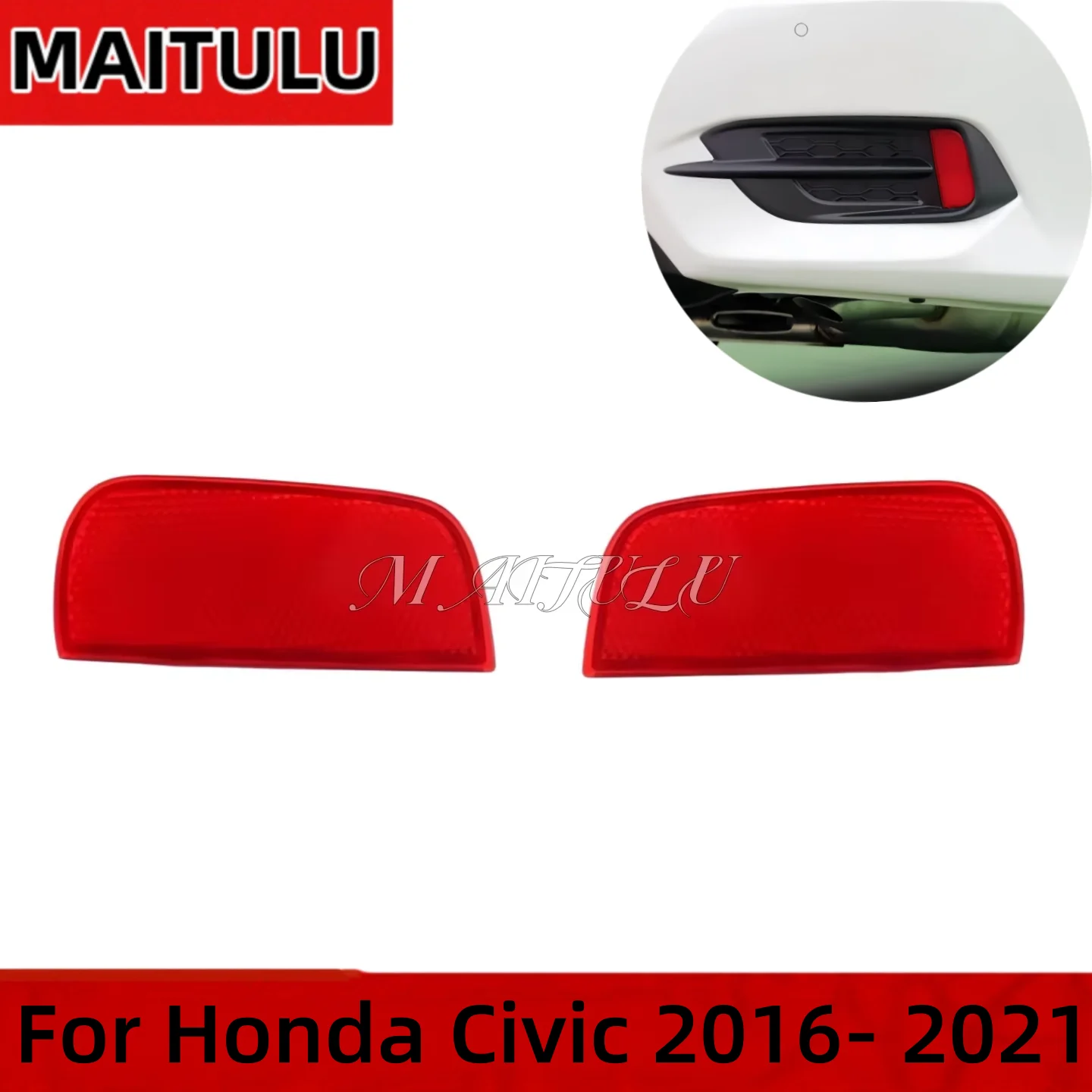 Car Accessories Rear Bumper Reflector Fog Light Anti-Fog Lamp For Honda Civic 2016 2017 2018 2019 2020 2021 FC1 FC7