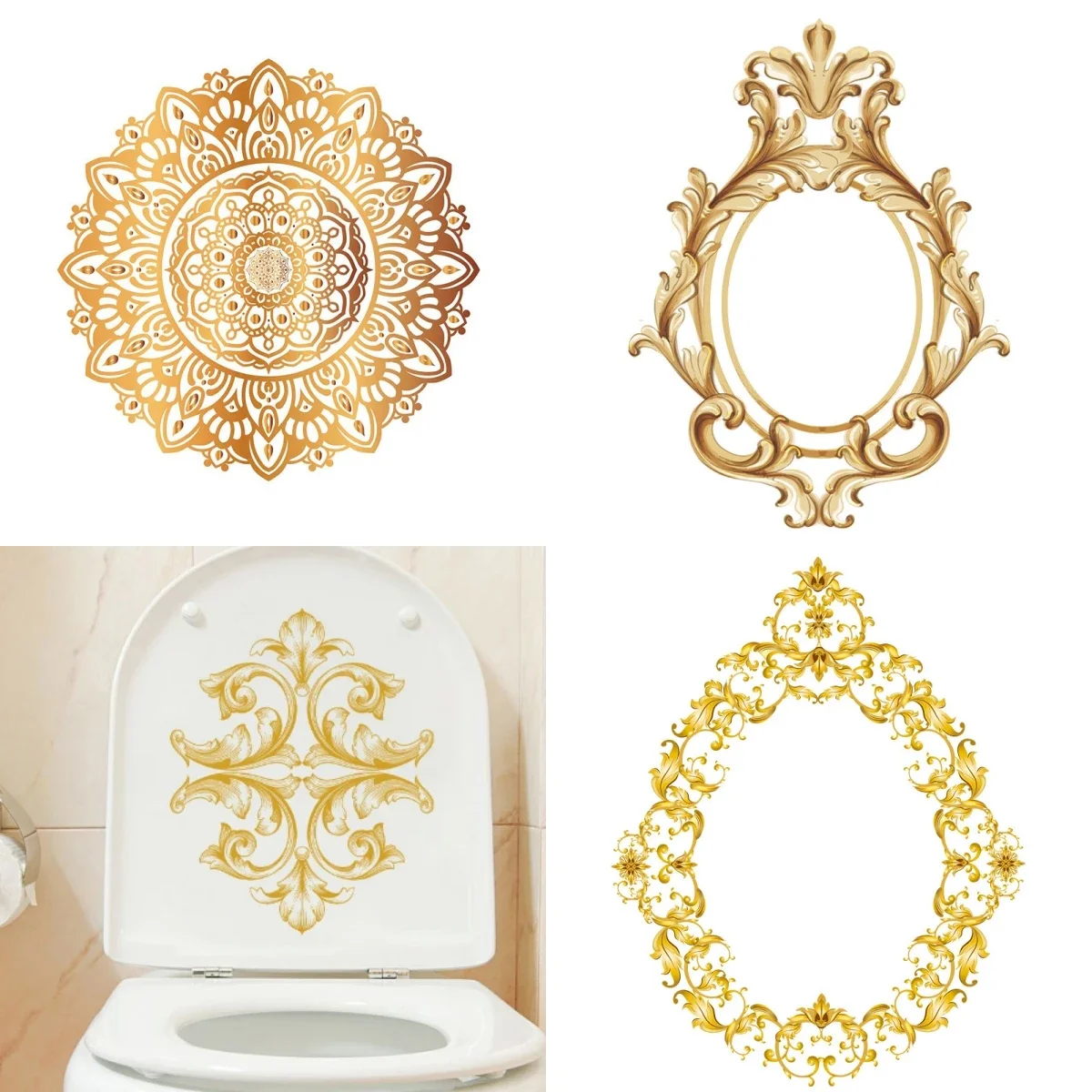 New European Style Gold Teardrop Wall Stickers Waterproof Self Adhesive Toilet Seat Decals for Bathroom Decor Decal