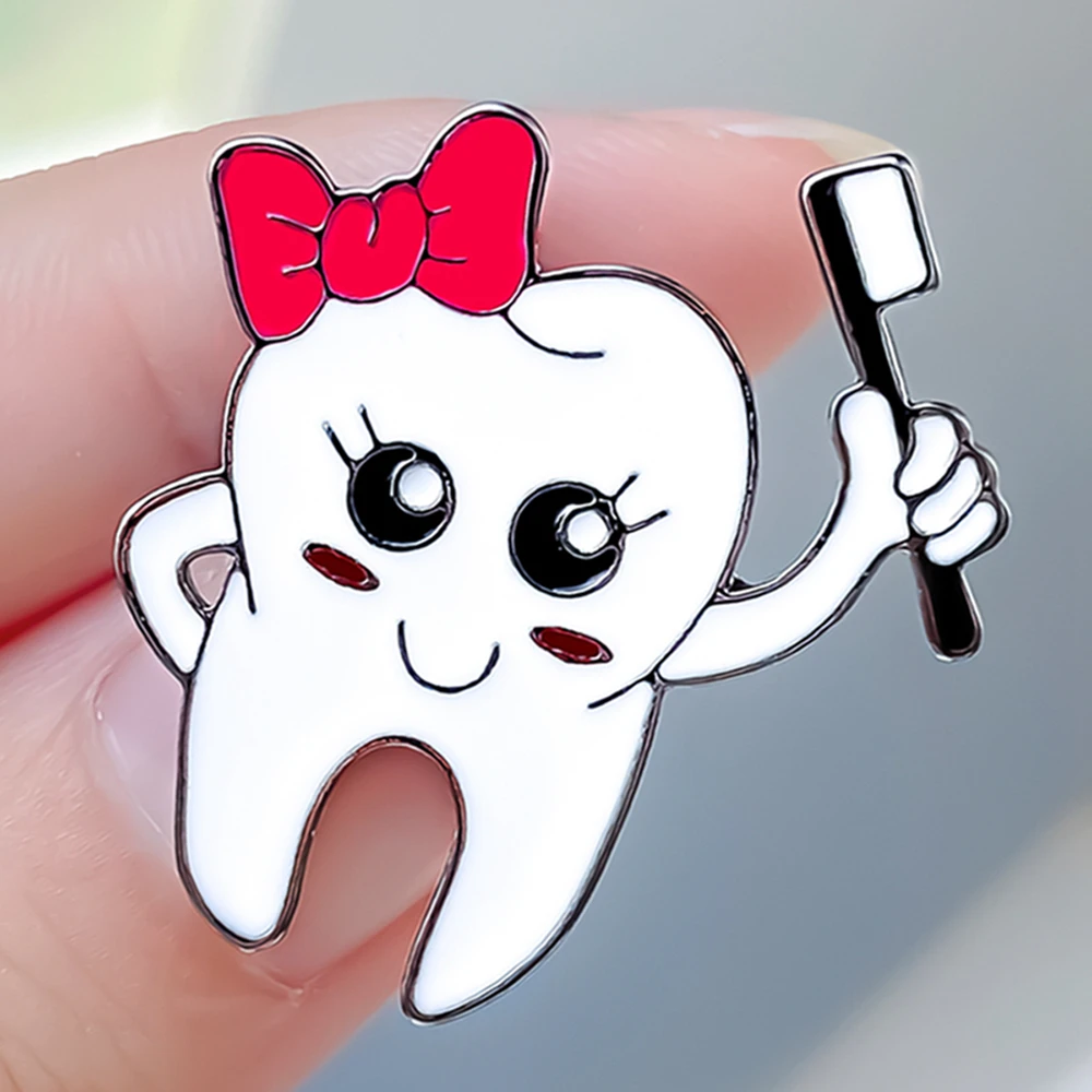 Catuni Cute Dental Medical Enamel Pin Teeth Brushing Brooch Backpack Badge Jewelry Accessories Gift for Dentist Nurse Medico