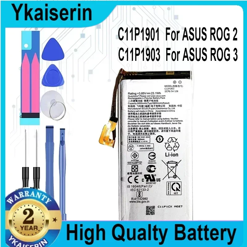 C11P1901 C11P1903 6000mAh Replacement Phone Battery for ASUS ROG 2 ROG Phone 3 ROG3 ZS661KS ZS660KL I001DB Batteries Warranty