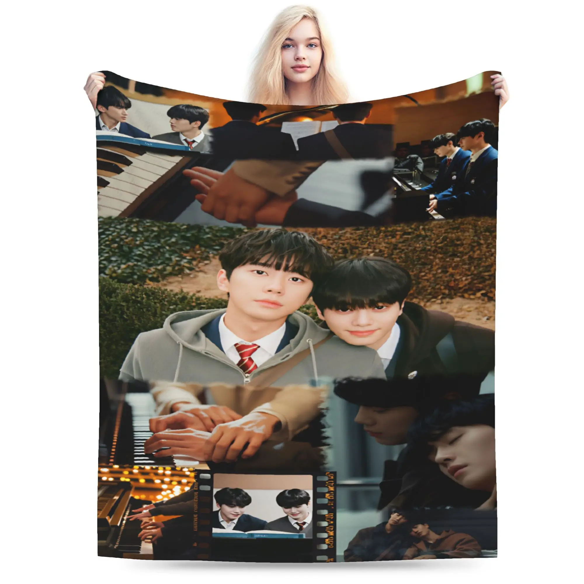 Warm Blanket Camping Kdrama Four Hands Two Sonatas Throw Blanket  Flannel Bedspread For Couch Chair Sofa Bed Sofa Bed Cover