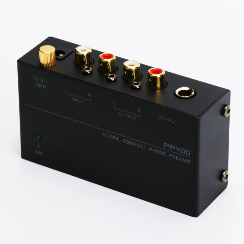 PP400 Mini Amplifier Stereo Audio Amplifier Ultra-Compact Phono Preamp Preamplifier Amp 2xRCA Input 2xRCA 1/4