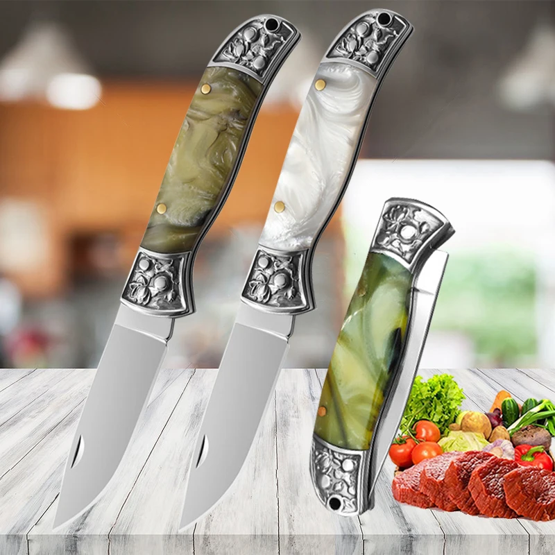 

Folding Fruit Paring Knife Stainless Steel Utility Knives Butcher's Boning Knife Mongolian BBQ Cleaver Kitchen Slicing Knife